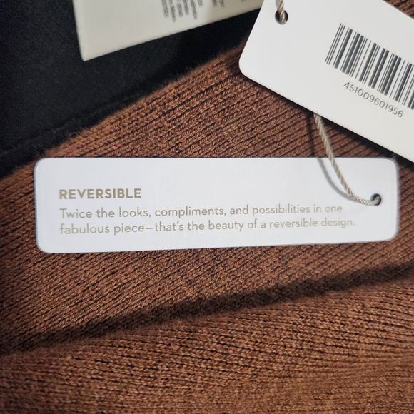 Chico's Black & Brown Open Front Longline Reversible Cardigan Size 3 Petite NWT - Picture 8 of 9